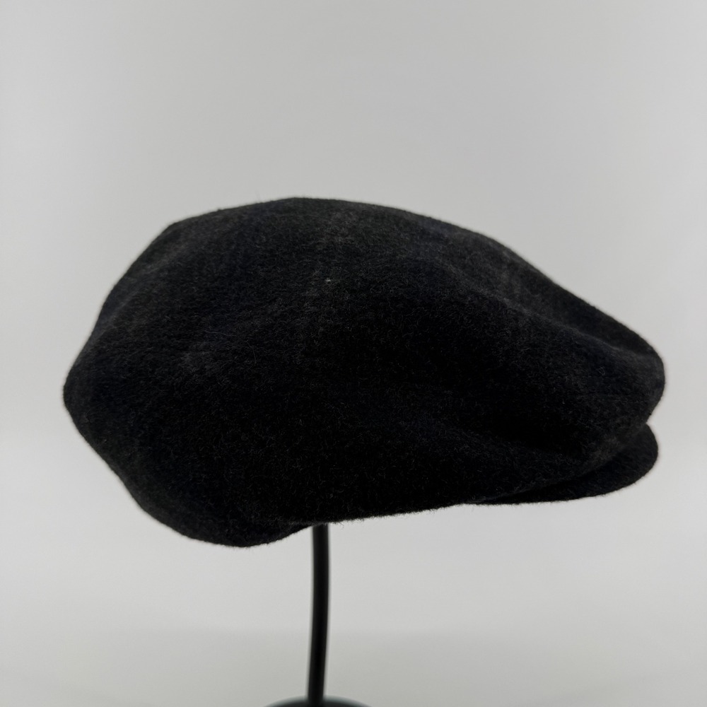 Country Gentleman Flat Cap Mens L Black Solid Wool Blend Made in Italy Ivy Hat